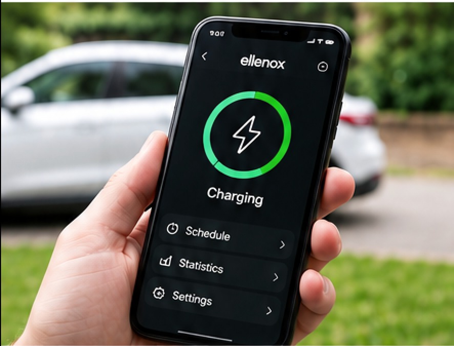 The Ellenox app showing a live charging session